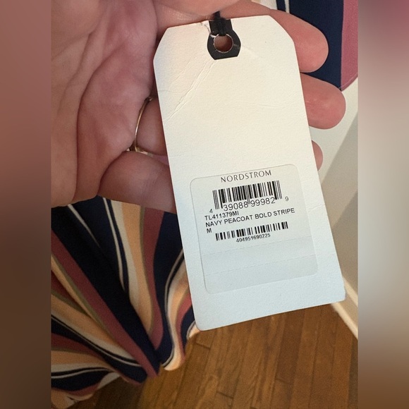 NWT Leith Deep V-Neck Stripe Midi Dress | Size Medium | Nordstrom Exclusive - Picture 7 of 13